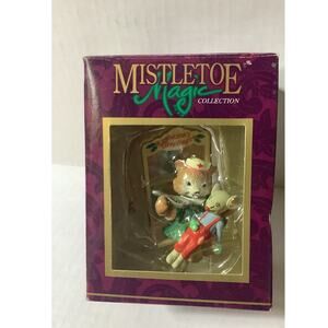 Vintage Mistletoe Magic Ornament Cat Nurse Sick Mouse Medicine Cabinet NOS